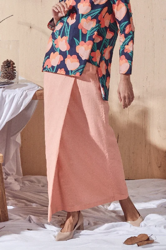 The Balik Women Buttons Folded Skirt - Peach corduroy skirt comfortable