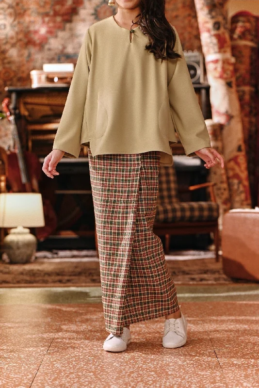 The Akar Kita Folded Skirt - Verdant Grid corduroy skirt comfortable