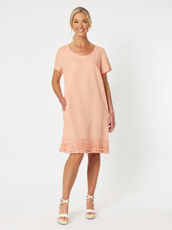 Linen Ruffle Hem Dress - Mandarine Tunics Fall fleece