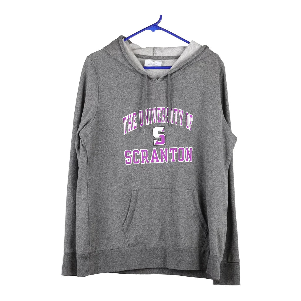 University Of Scranton Champion Hoodie - 2XL Grey Cotton Blend Hoodie with Hem Patch Decorative Personalized