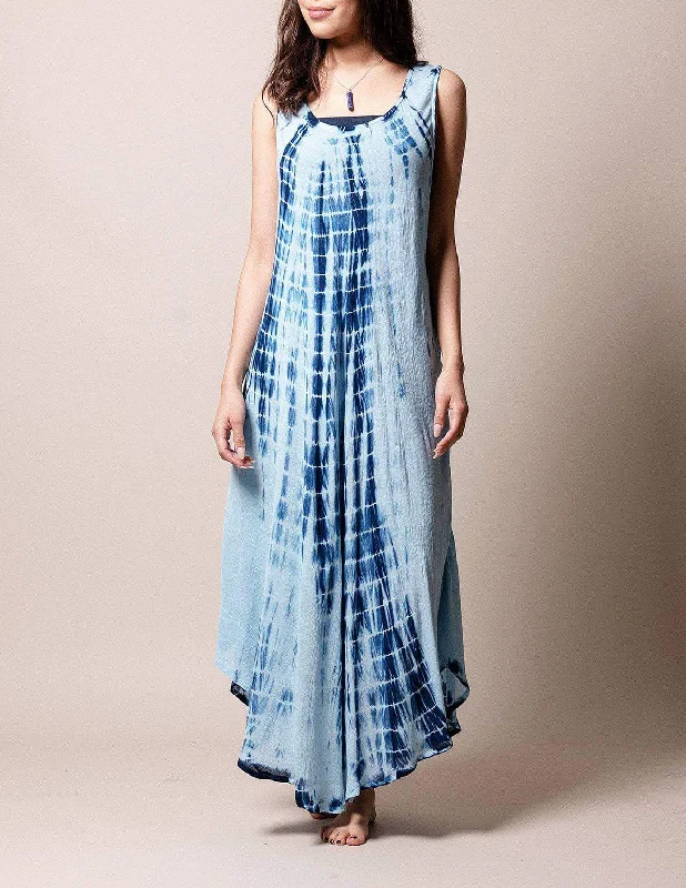 Boho Breeze Tie-Dye Dress - Navy Tunics Prom sequined