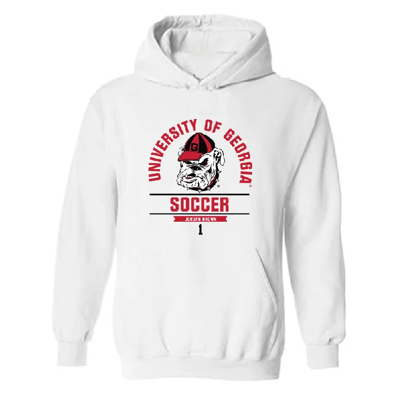 Georgia - NCAA Women's Soccer : Jordan Brown - Classic Fashion Shersey Hooded Sweatshirt Hoodie with Earth Tones Natural Calm