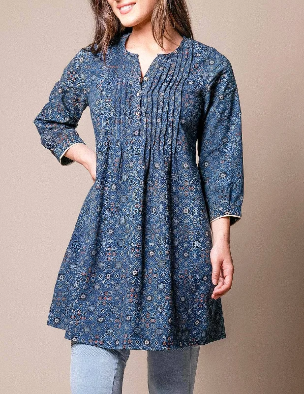 Fair Trade Nadia Tunic Dress - Indigo Tunics Sophisticated sleek