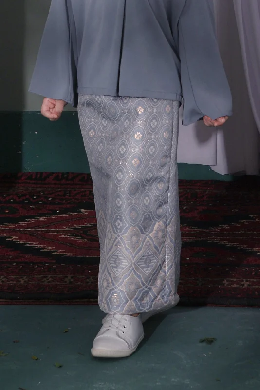 The Bayang Jacquard Skirt - Petal Light Pigeon Blue silk skirt lustrous