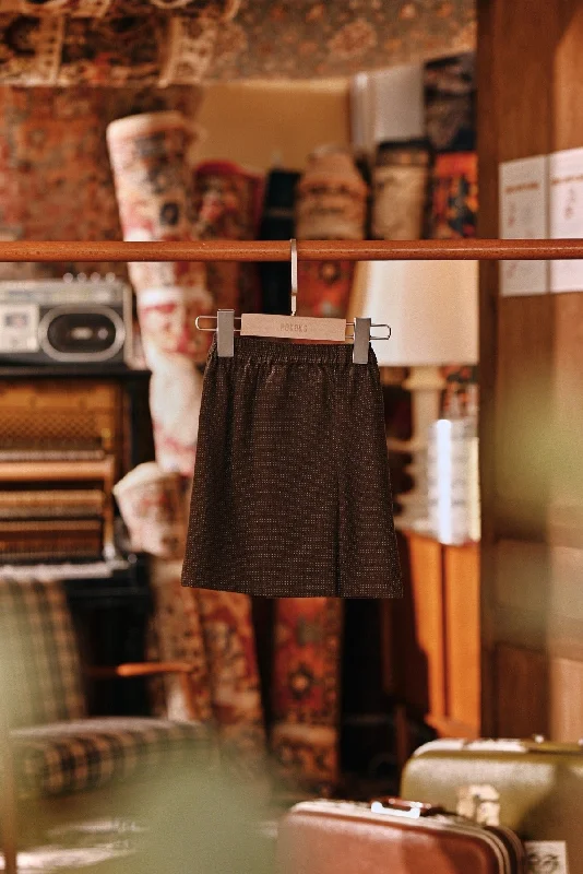 The Akar Kita Babies Folded Skirt - Brown Dash corduroy skirt textured