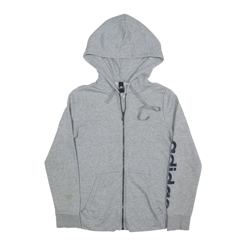 ADIDAS Hoodie Grey Full Zip Womens M Hoodie with Rolled Sleeves Casual Relaxed