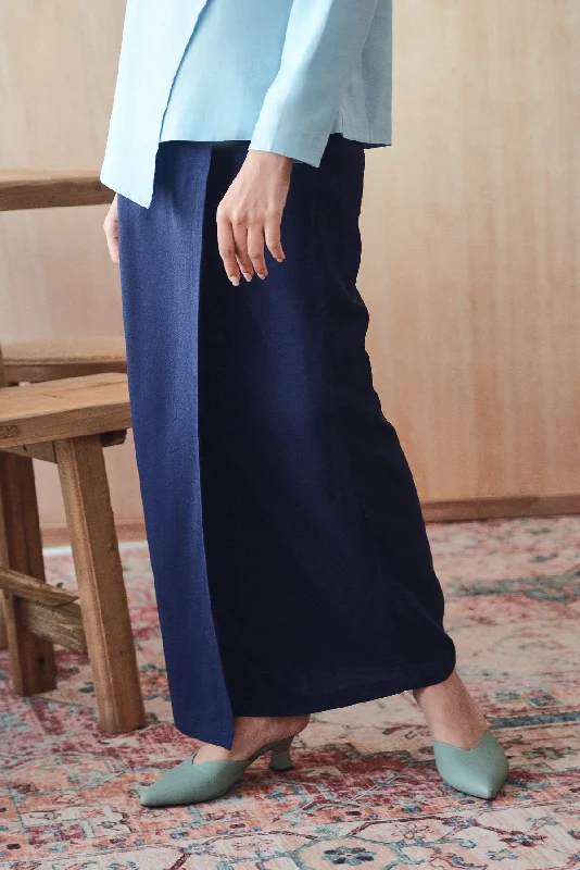 The Legend Women Overlay Skirt - Navy Blue wool skirt warm