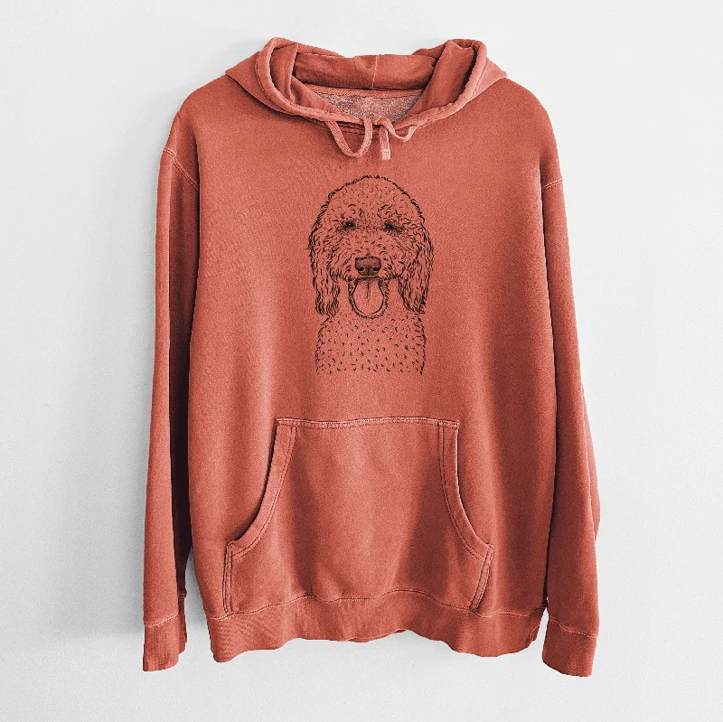 Bare Pavlov the Goldendoodle - Unisex Pigment Dyed Hoodie Hoodie with Hem Lace Feminine Delicate