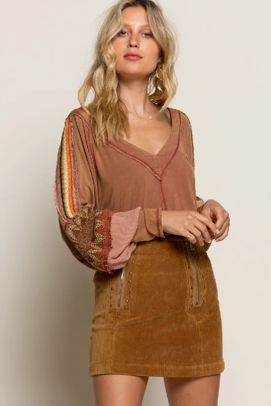 Zipper Detail Corduroy Skirt zip skirt side