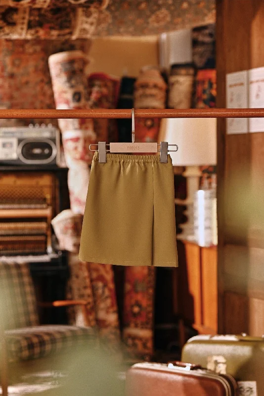 The Akar Kita Babies Folded Skirt - Butter Olive cashmere skirt plush