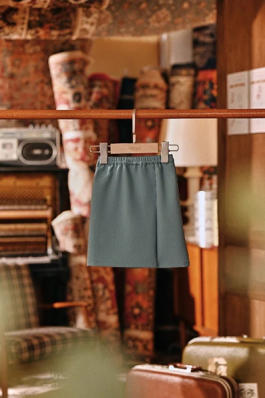 The Akar Kita Babies Folded Skirt - Pine Green silk skirt smooth