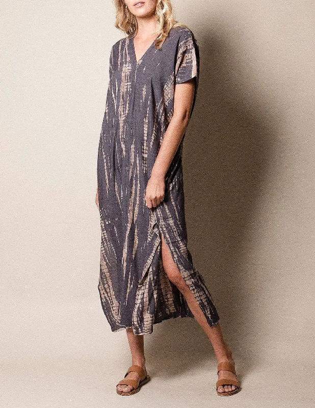 Tie-Dye Shibori Dress - Grey Tunics Stylish elegant