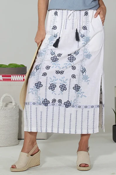 White Maxi Linen Skirt silk skirt sleek