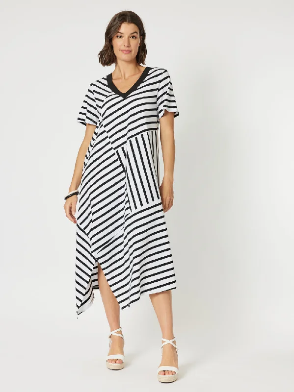 Vice Versa Spliced Dress - Black/White Tunics Chinos classic