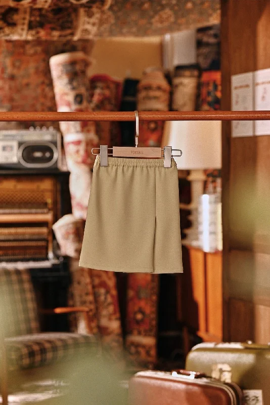 The Akar Kita Babies Folded Skirt - Pale Olive wool skirt breathable