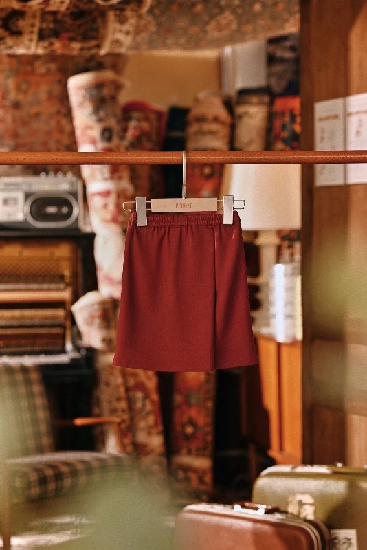 The Akar Kita Babies Folded Skirt - Maroon Dust denim skirt fashionable