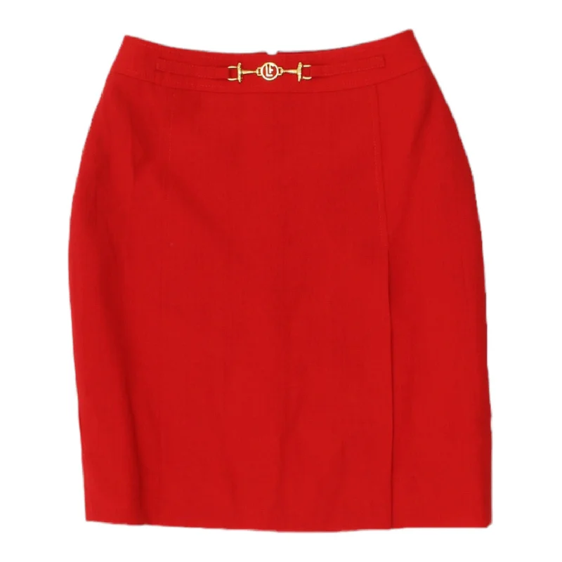 Louis Feraud Womens Red Short A Line Skirt | Vintage High End Luxury Designer pencil skirt chic