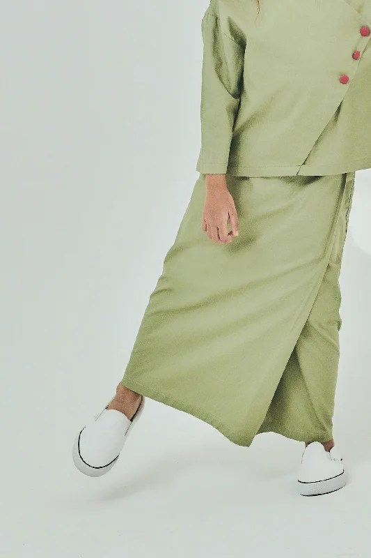 The Timur Overlay Skirt - Olive cashmere skirt rich