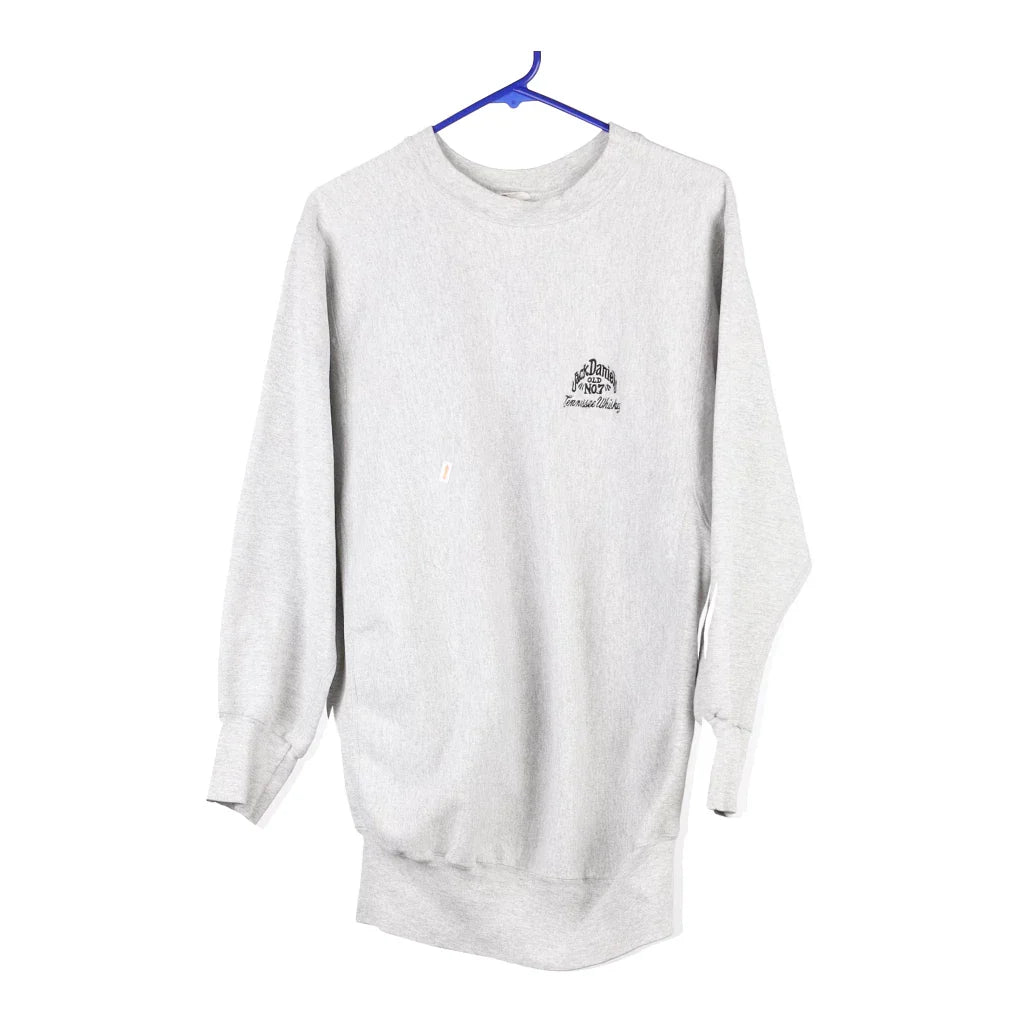Jack Daniels Medallion Sweatshirt - XL Grey Cotton Blend Hoodie with Applique Textured Unique Jack Daniels Medallion Sweatshirt - XL Grey Cotton Blend Hoodie with Applique Textured Unique