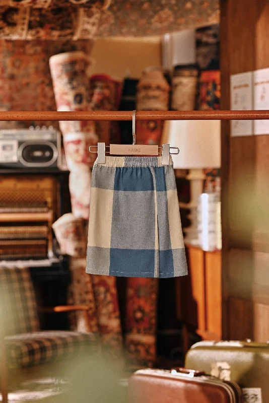 The Akar Kita Babies Folded Skirt - Blue Square cashmere skirt rich