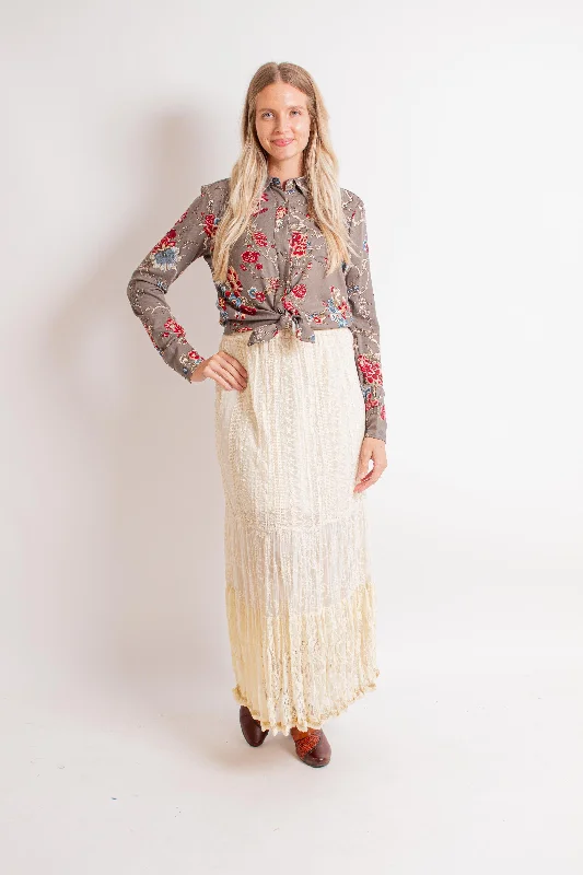 Eggshell/ Ivory Lace Skirt chiffon skirt floaty