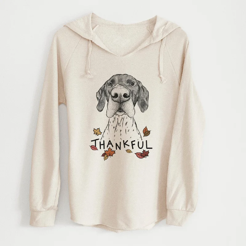 Thankful Booze the German Shorthaired Pointer - Cali Wave Hooded Sweatshirt Hoodie with Bell Sleeves Flared Feminine Thankful Booze the German Shorthaired Pointer - Cali Wave Hooded Sweatshirt Hoodie with Bell Sleeves Flared Feminine