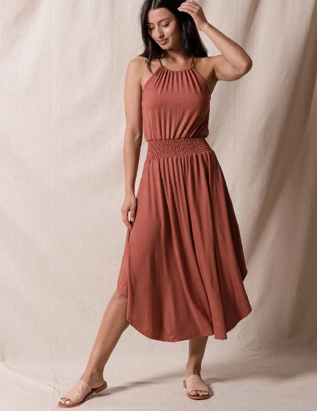 Bamboo Halter Dress - Rust - Medium Only Tunics Formal black
