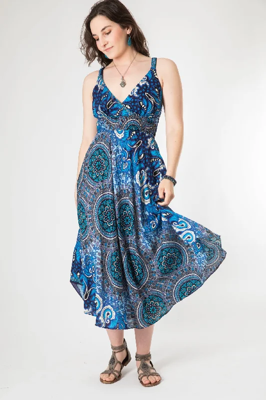Meadow Flora Mandala Plunge Dress Tunics Mesh breathable