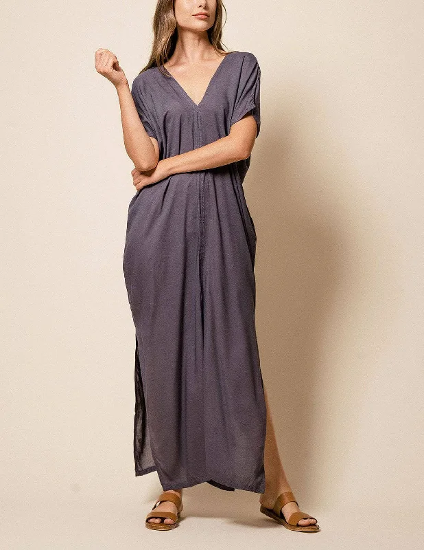 Zuri Kaftan Dress - Grey Tunics Handmade artisanal