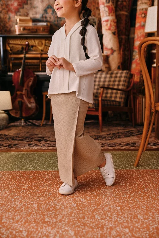 The Akar Kita Folded Skirt - Champagne Dash wool skirt breathable