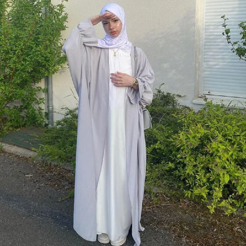 Musulmane Abaya Elegant Satin Dress Tunics Distressed trendy