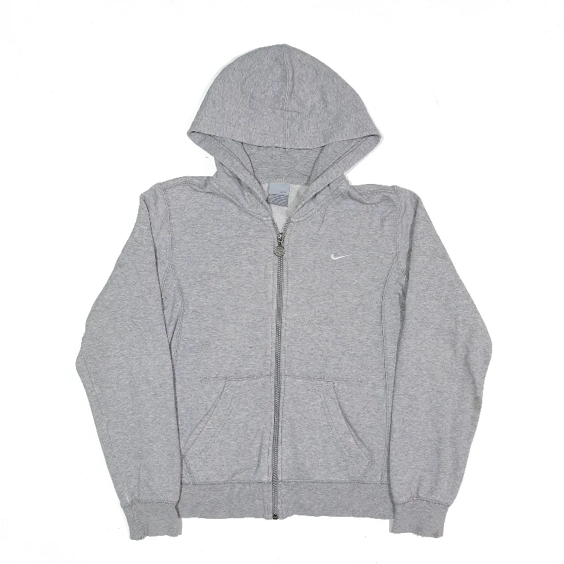 NIKE Hoodie Grey Full Zip Womens M Hoodie with Hem Lace Feminine Delicate