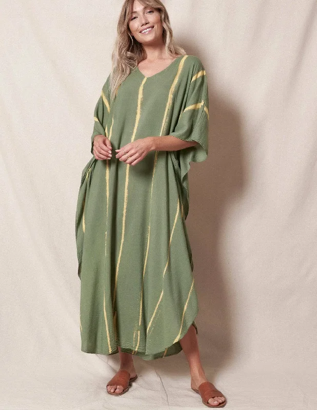 Serenity Cotton Caftan Dress - Sage Tunics Sale discount