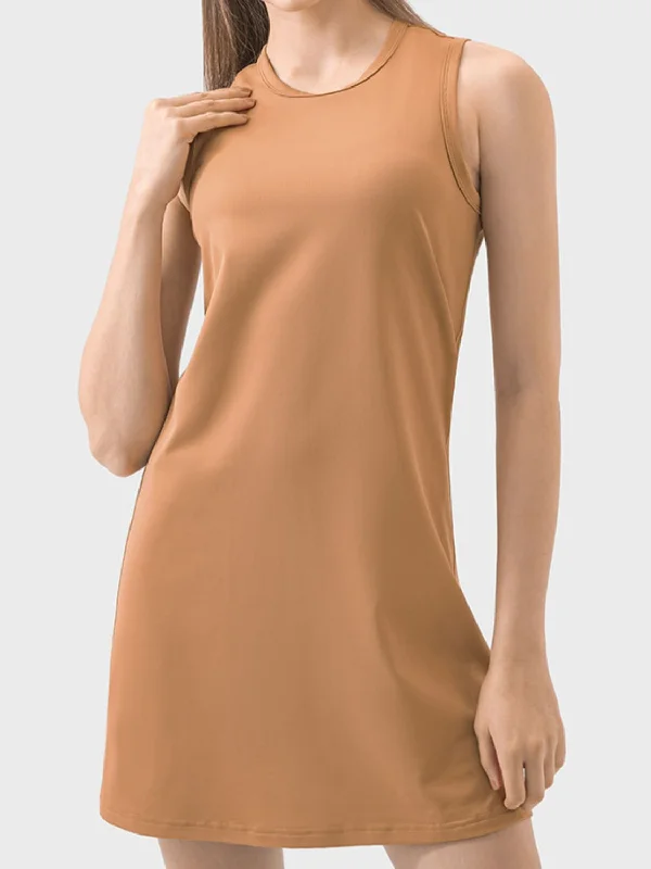 Vanna Round Neck Sleeveless Active Dress Tunics Fall fleece