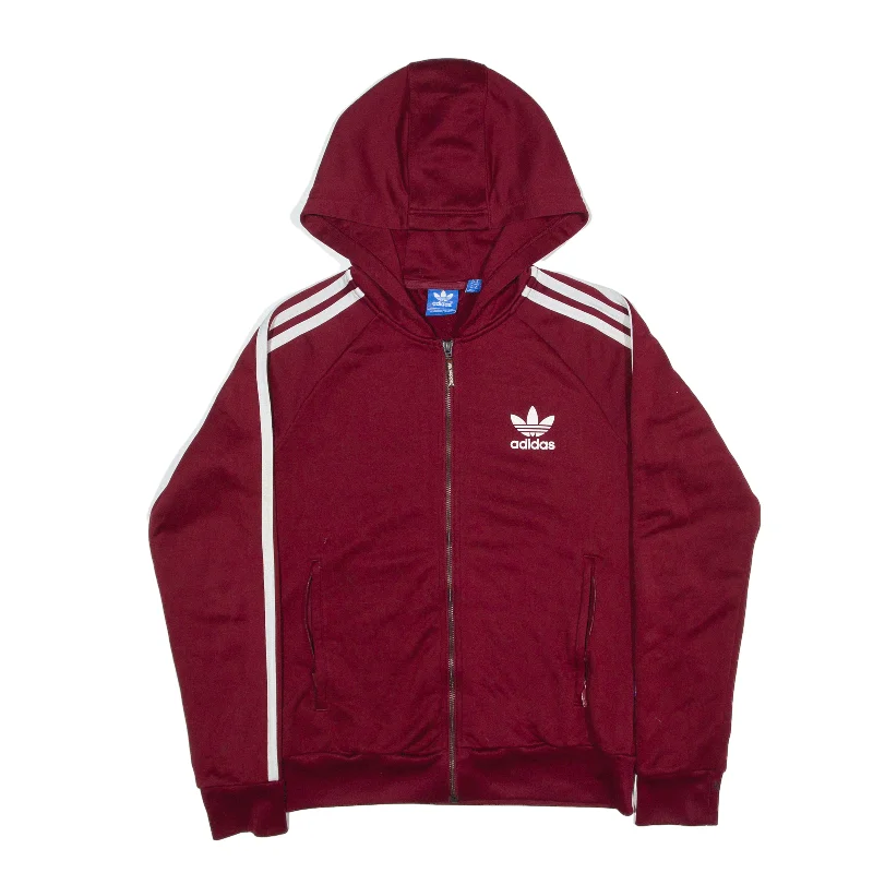 ADIDAS Hoodie Red Full Zip Womens UK 8 Hoodie with Batwing Sleeves Loose Dramatic