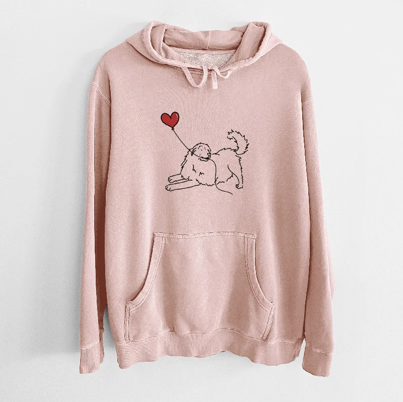Great Pyrenees Heart String - Unisex Pigment Dyed Hoodie Hoodie with V-Neck Classic Versatile