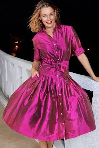 Dizzy Lizzie PM Mrs.Masiel Raspberry Silk Dress Halter Neckline Beach
