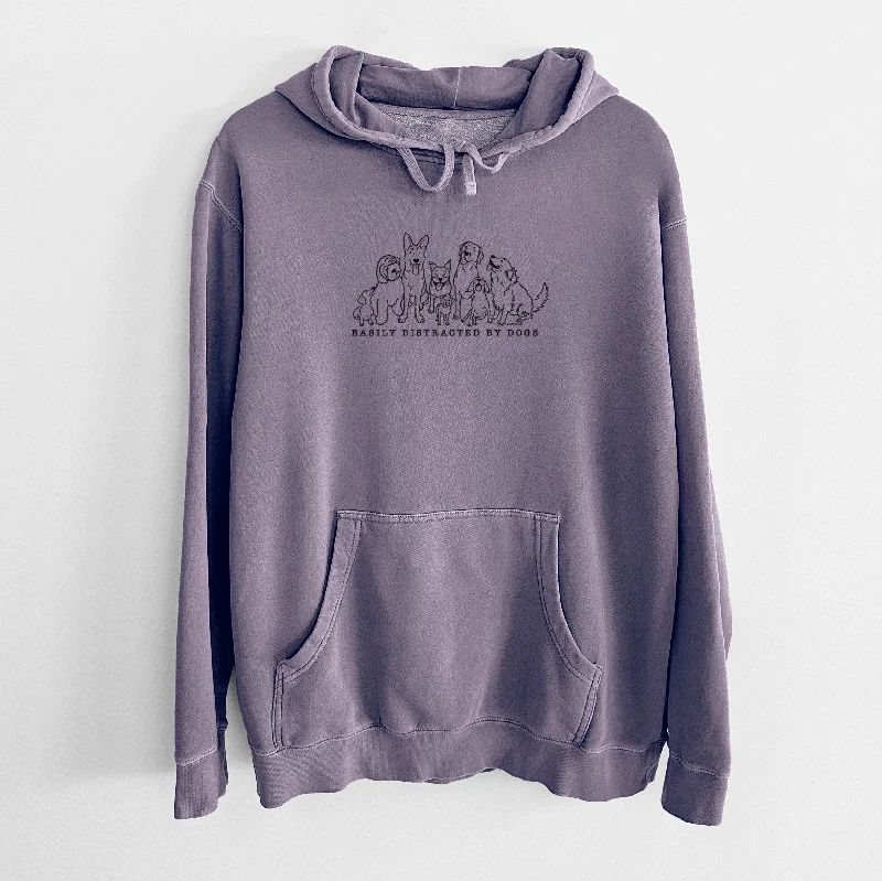 Distracted by Dogs - Unisex Pigment Dyed Hoodie Hoodie with Tie-Dye Psychedelic Retro