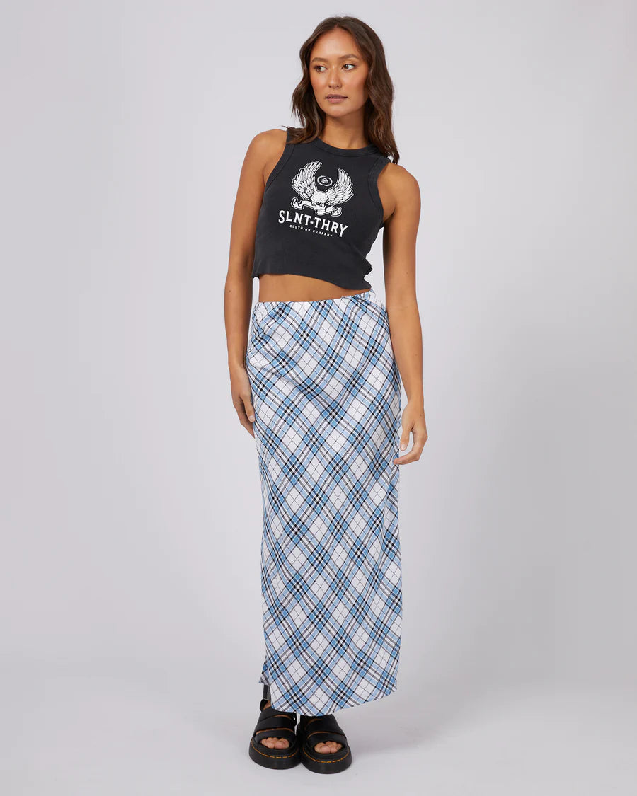 SILENT THEORY RIXIE MAXI SKIRT BLUE cashmere skirt plush