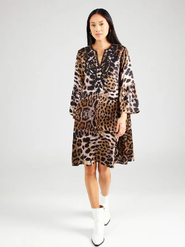 GRACE Short Leopard Print Dress Tunics Vintage classic
