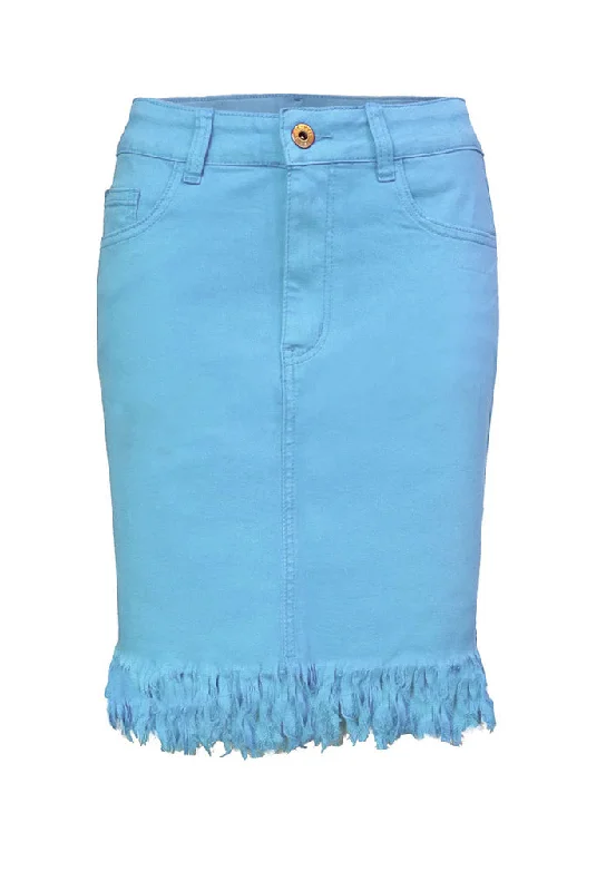Blue Fringe Hem Skirt chiffon skirt flowing
