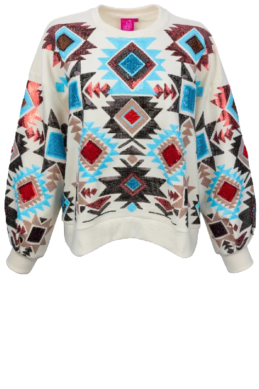 Queen of Sparkles Aztec Print Sweatshirt Hoodie with Zipper Versatile Modern