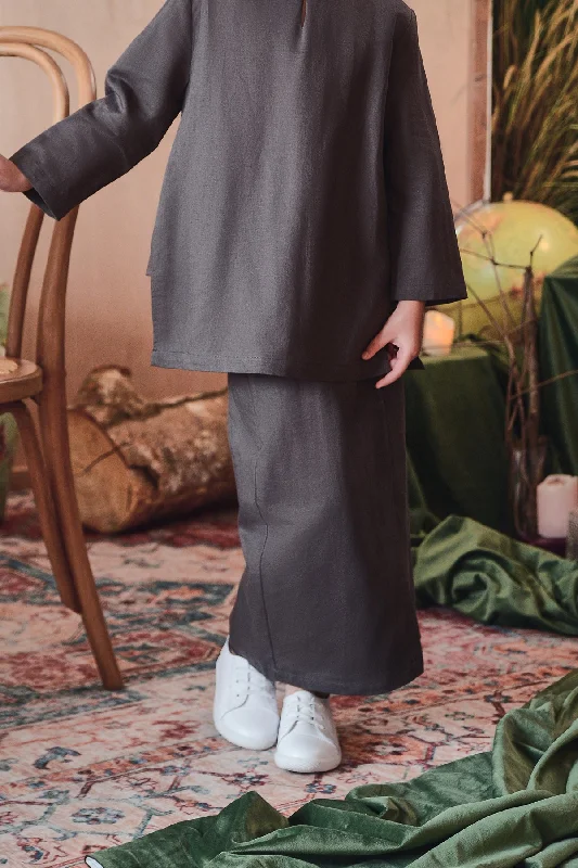 The Legend Overlay Skirt - Steel Grey linen skirt airy