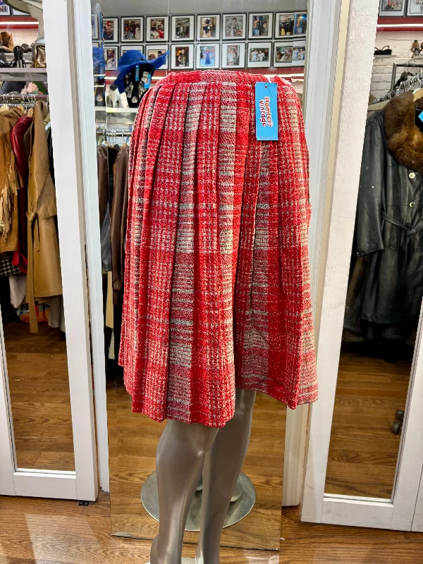 70’s Plaid Pleated Flare Skirt wrap skirt elegant