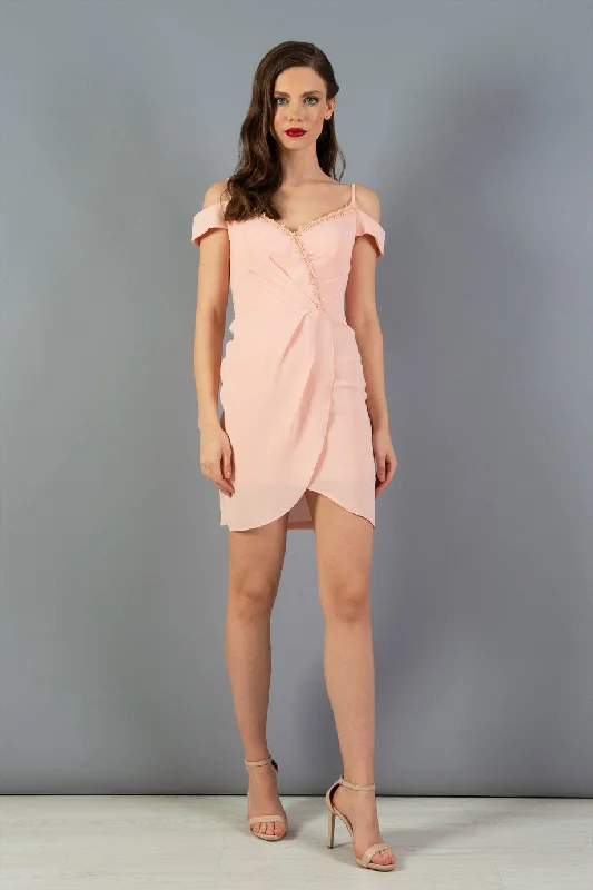 Angelino Powder Crepe Strap Cruve Short Evening Dress Tunics Print Colorful
