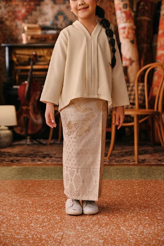The Akar Kita Jacquard Skirt - Creme Glow wool skirt sturdy