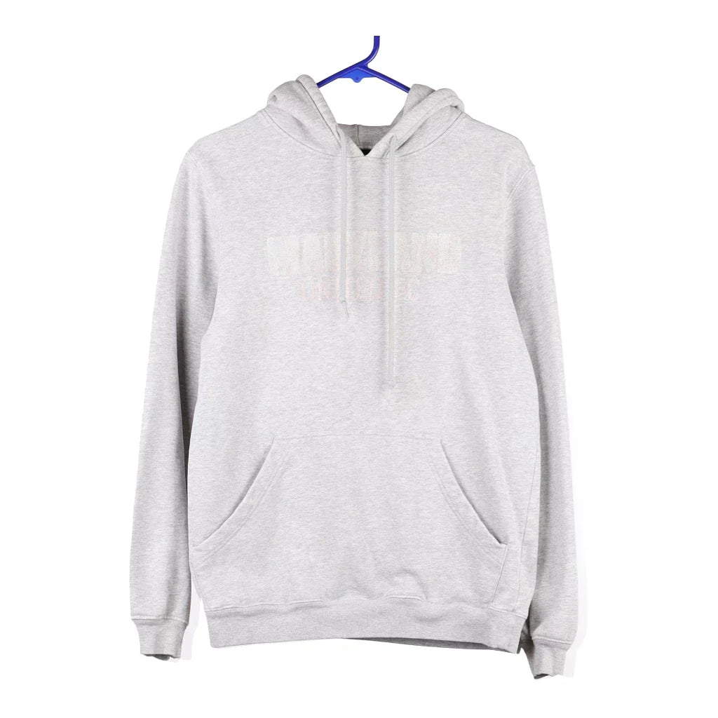 Maryland University Adidas Hoodie - Small Grey Cotton Blend Hoodie with Raw Hem Edgy Unfinished Maryland University Adidas Hoodie - Small Grey Cotton Blend Hoodie with Raw Hem Edgy Unfinished