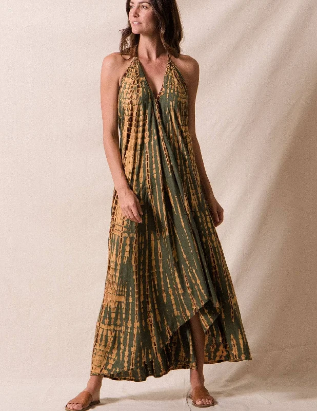 Shibori Halter Dress - Army Tunics Chinos classic