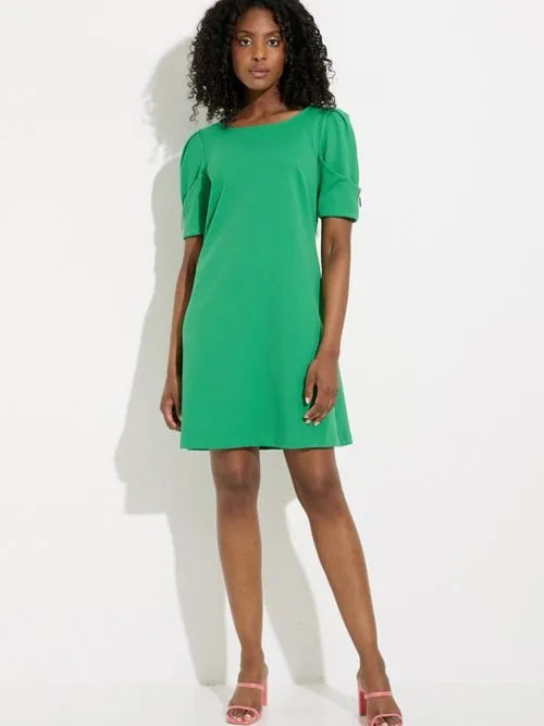 Joseph Ribkoff Sale 50% Off Green Dress Zipper on Sleeve Style 232116 Tunics Long Elegant