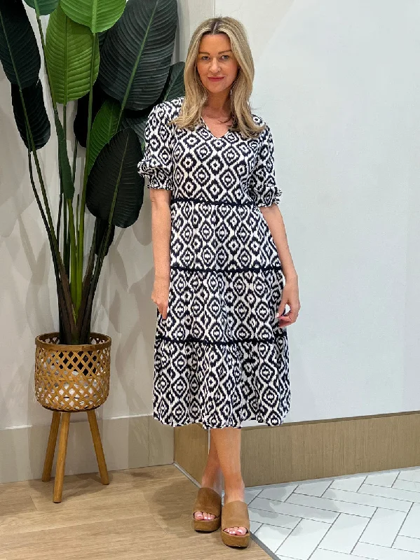 Diamond Tiered Dress - Marine Tunics Brand named